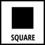 Schwarzes Quadrat auf weißem Grund mit Beschriftung "SQUARE"