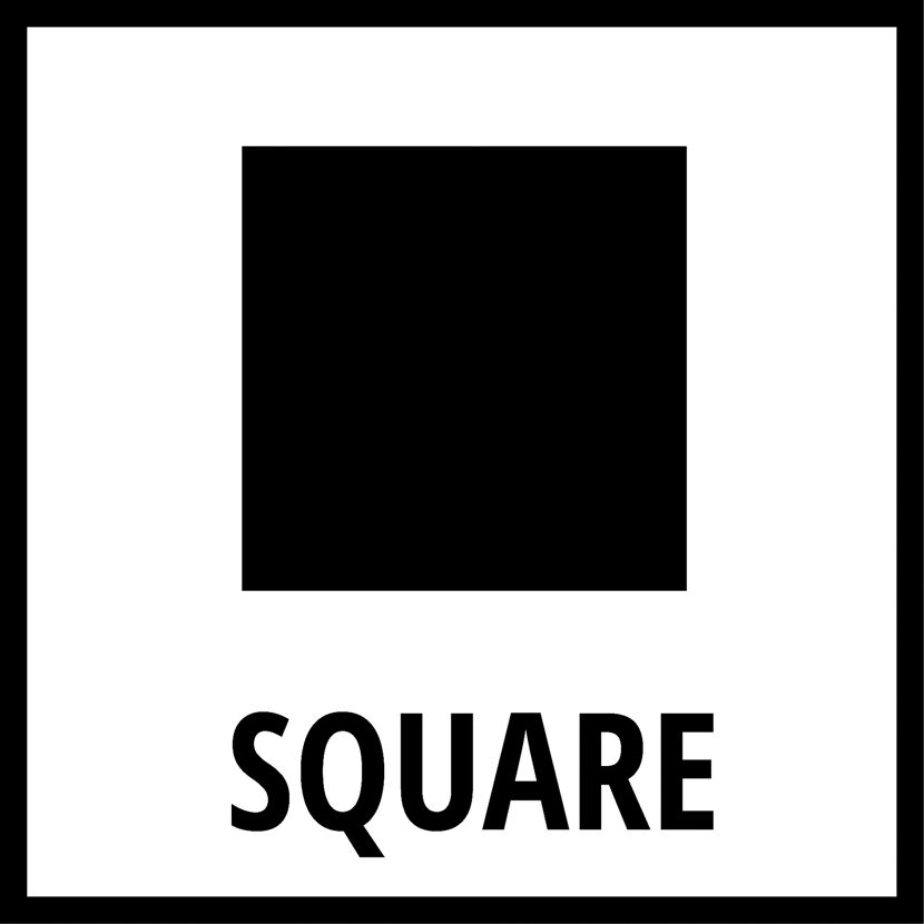 Schwarzes Quadrat auf weißem Grund mit Beschriftung "SQUARE"