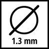 Kreis mit Durchmesser 1,3 mm durchgestrichen