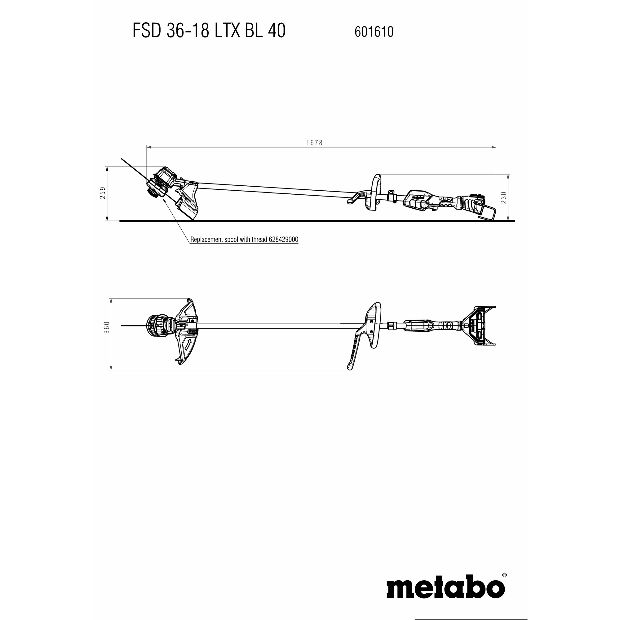 Metabo Akku-Freischneider FSD 36-18 LTX BL 40 Rasentrimmer Trimmer Sologerät 