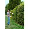Person schneidet Hecke mit Heckenschere