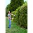 Person schneidet Hecke mit Heckenschere