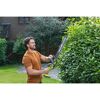 Person schneidet Hecke mit Akku-Heckenschere