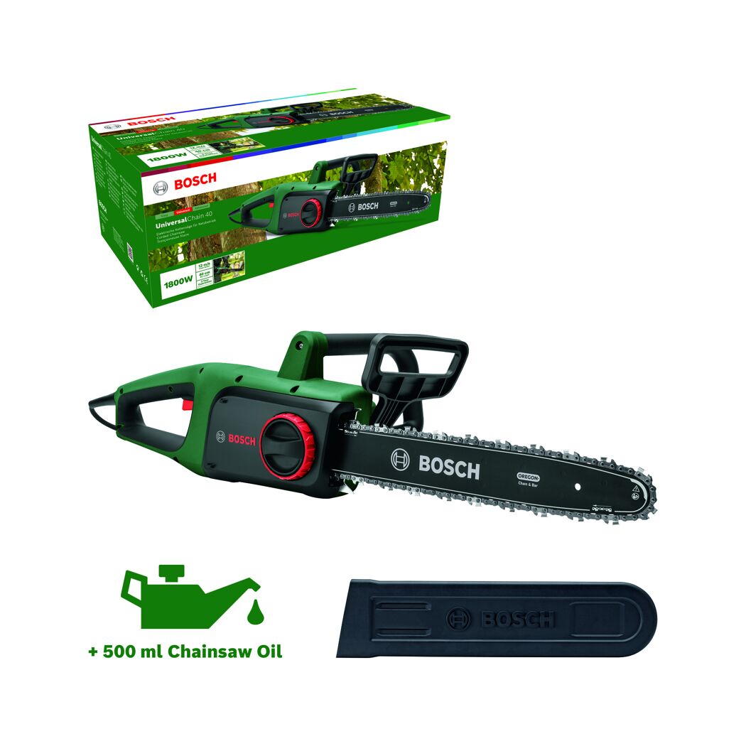 Bosch UniversalChain 40 Elektro-Kettensäge mit Kettenschutz und Öl