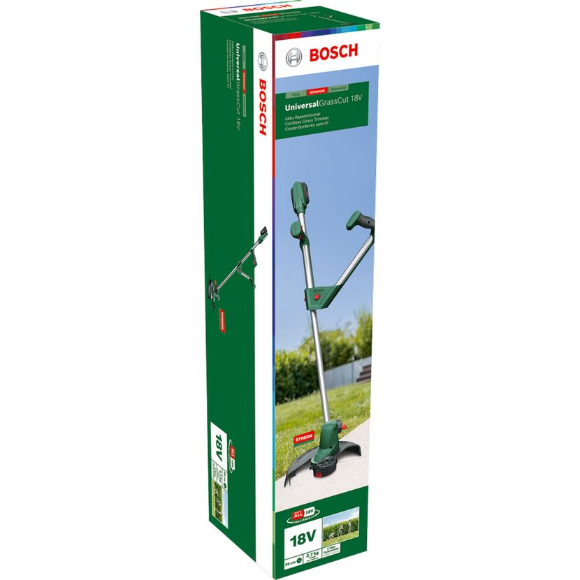 Bosch Akku-Rasentrimmer UniversalGrassCut 18V in Verpackung