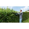 Person schneidet eine Hecke mit einer Heckenschere