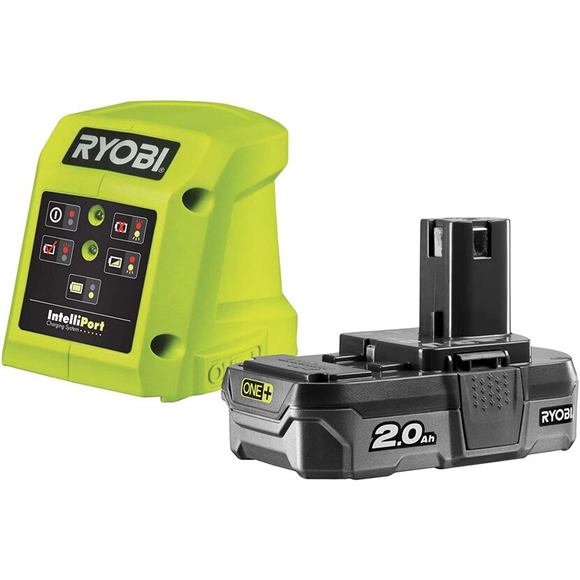 RYOBI ONE+ Ladegerät und 2,0 Ah Akku