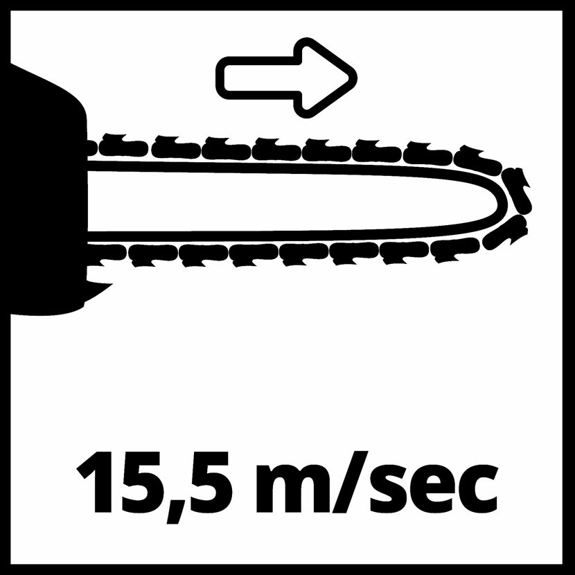 Kettensäge mit Geschwindigkeit von 15,5 m/sec