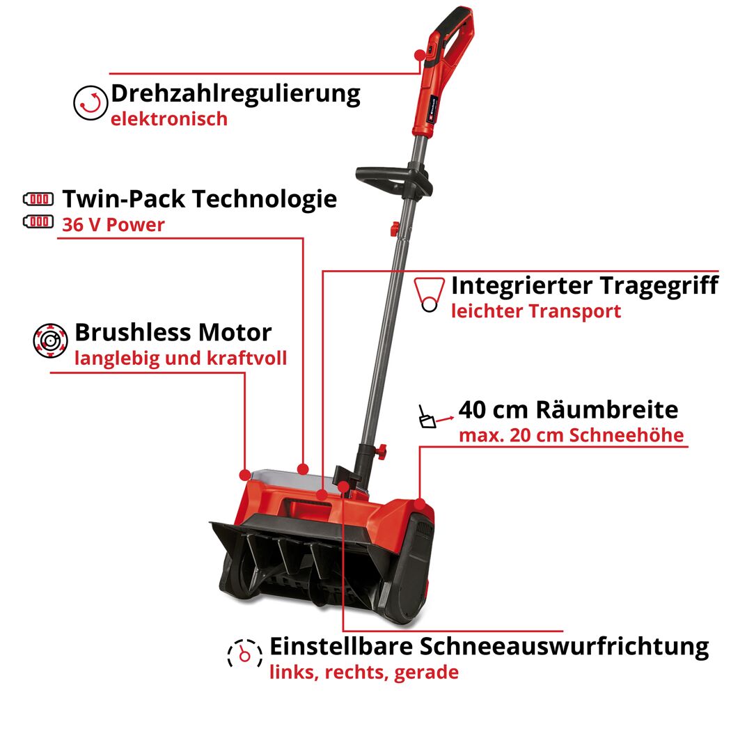 Akku-Schneefräse 'GE-ST 36/40 Li E-Solo' 36 V ohne Akku und Ladegerät