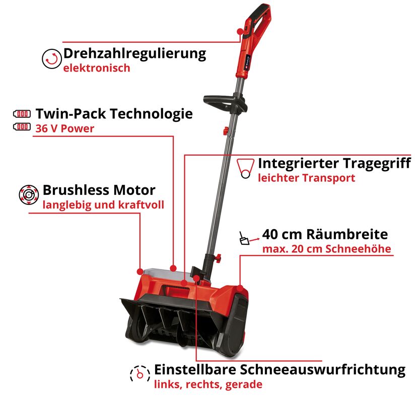 Akku-Schneefräse mit Tragegriff