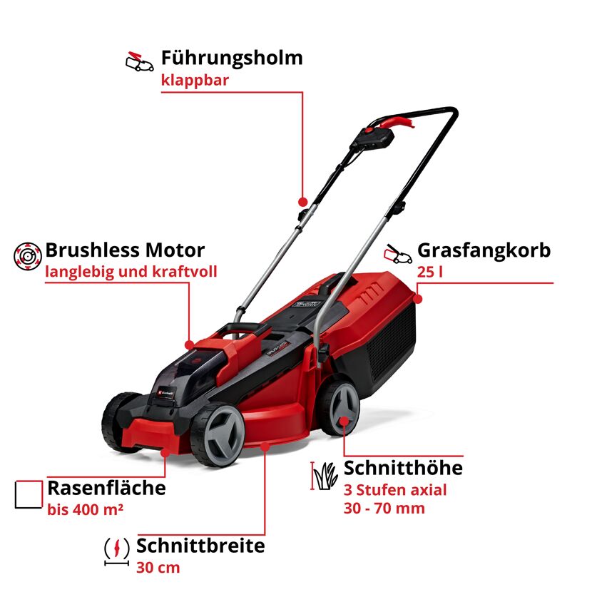 Akku-Rasenmäher 'GE-CM 18/30 Li-Solo' ohne Akku und Ladegerät bis 150 m²