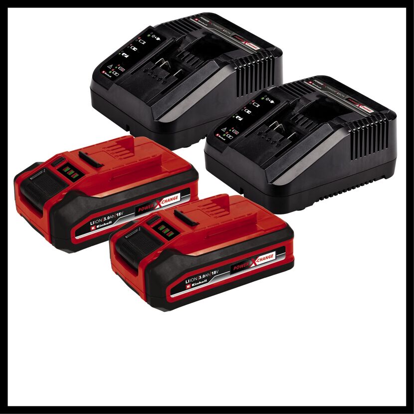 Zwei Akkus und zwei Ladegeräte Power X-Change von Einhell