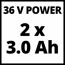 36 V POWER 2 x 3,0 Ah
