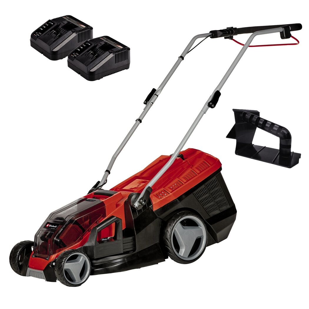 Einhell Akku-Rasenmäher GE-CM 36/36 Li M Kit mit zwei Ladegeräten und einem Grasfangkorb