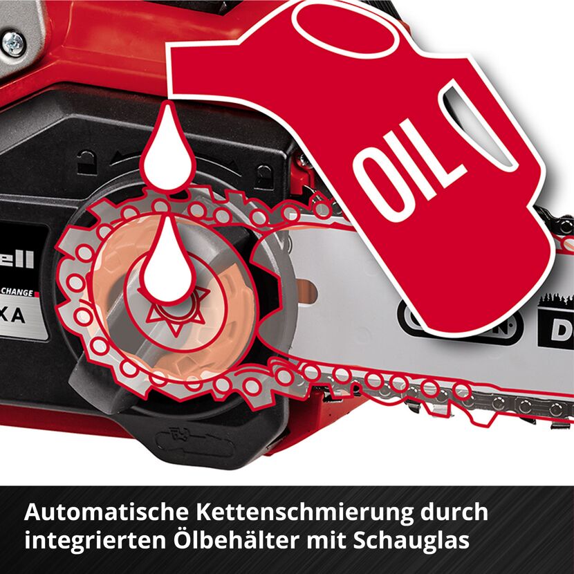 Automatische Kettenschmierung der Akku-Kettensäge FORTEXXA 18/30