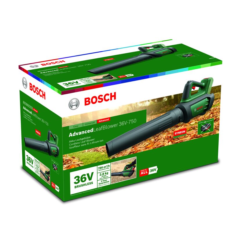 Bosch Akku-Laubgebläse 36V-750 in der Verpackung