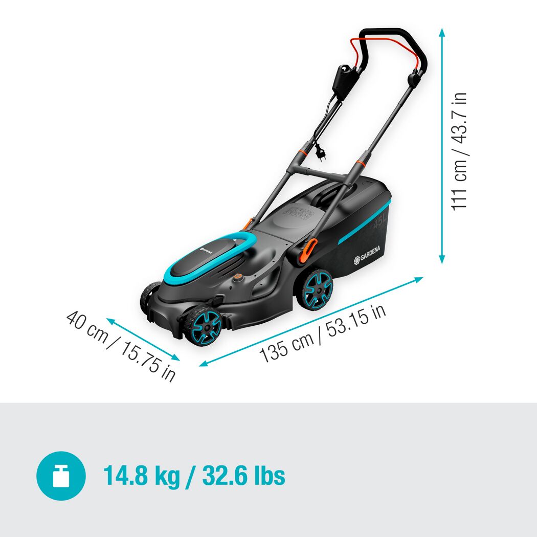 GARDENA Elektro-Rasenmäher mit Maßen