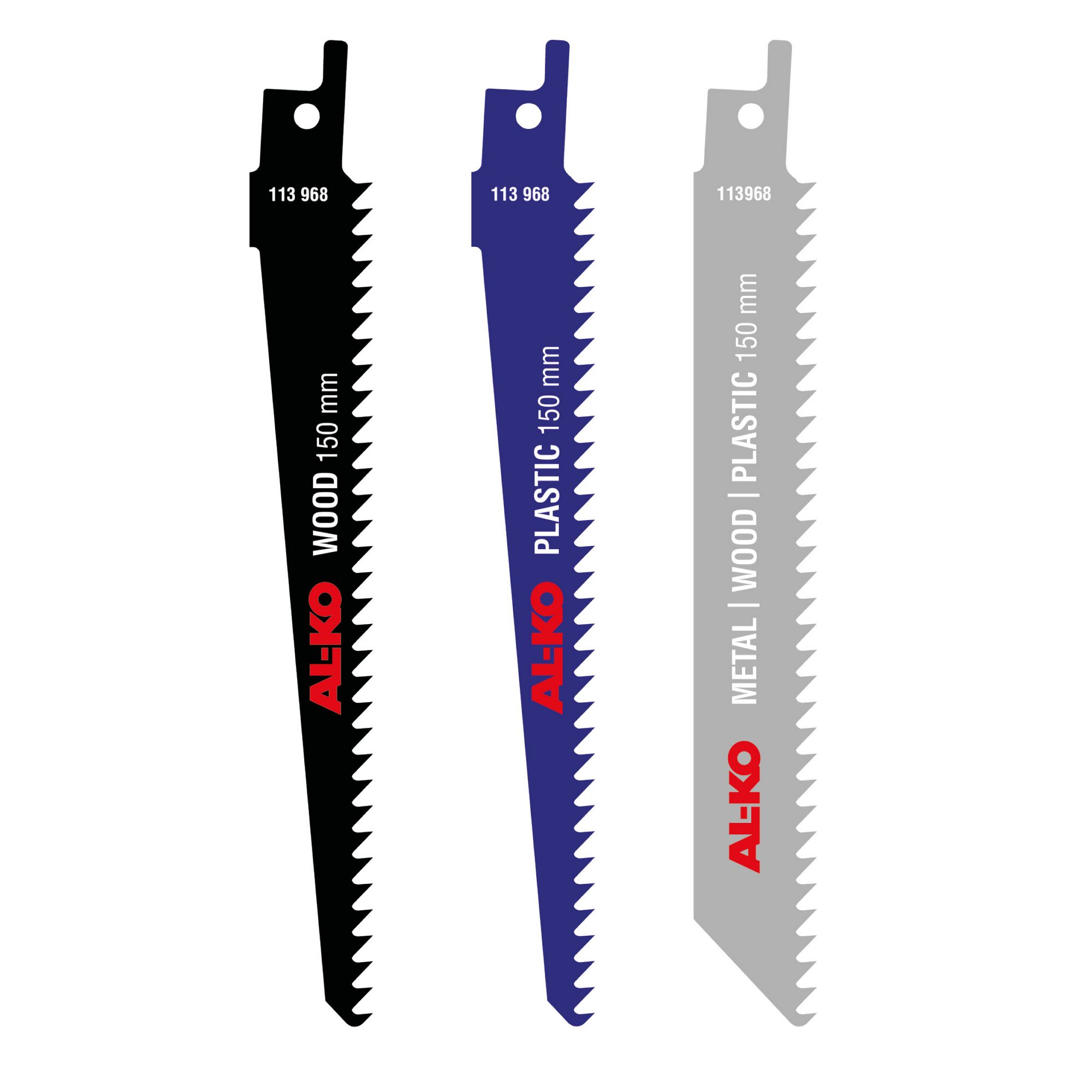 Drei AL-KO Sägeblätter für Holz, Kunststoff und Metall