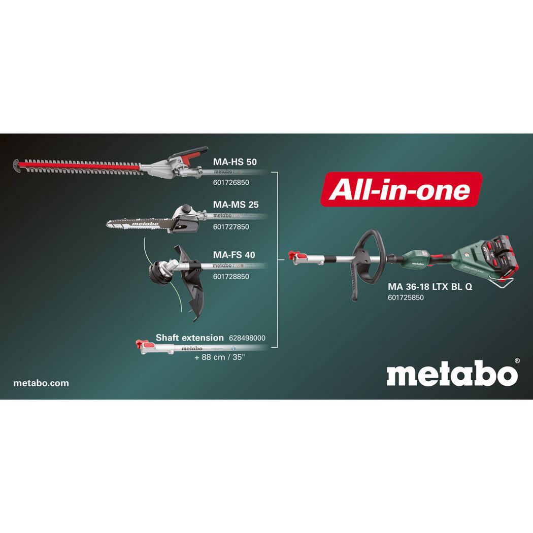 Metabo All-in-One Gartengeräte mit verschiedenen Aufsätzen
