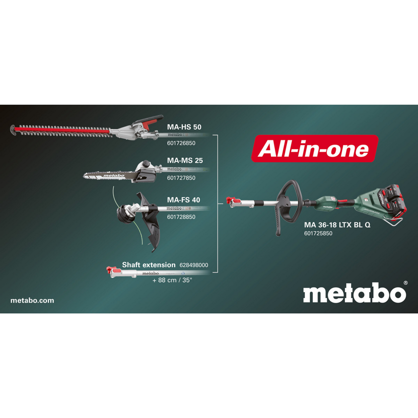 Metabo All-in-One Gartengeräte mit verschiedenen Aufsätzen