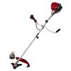 Rote Motorsense mit Fadenkopf und Messer