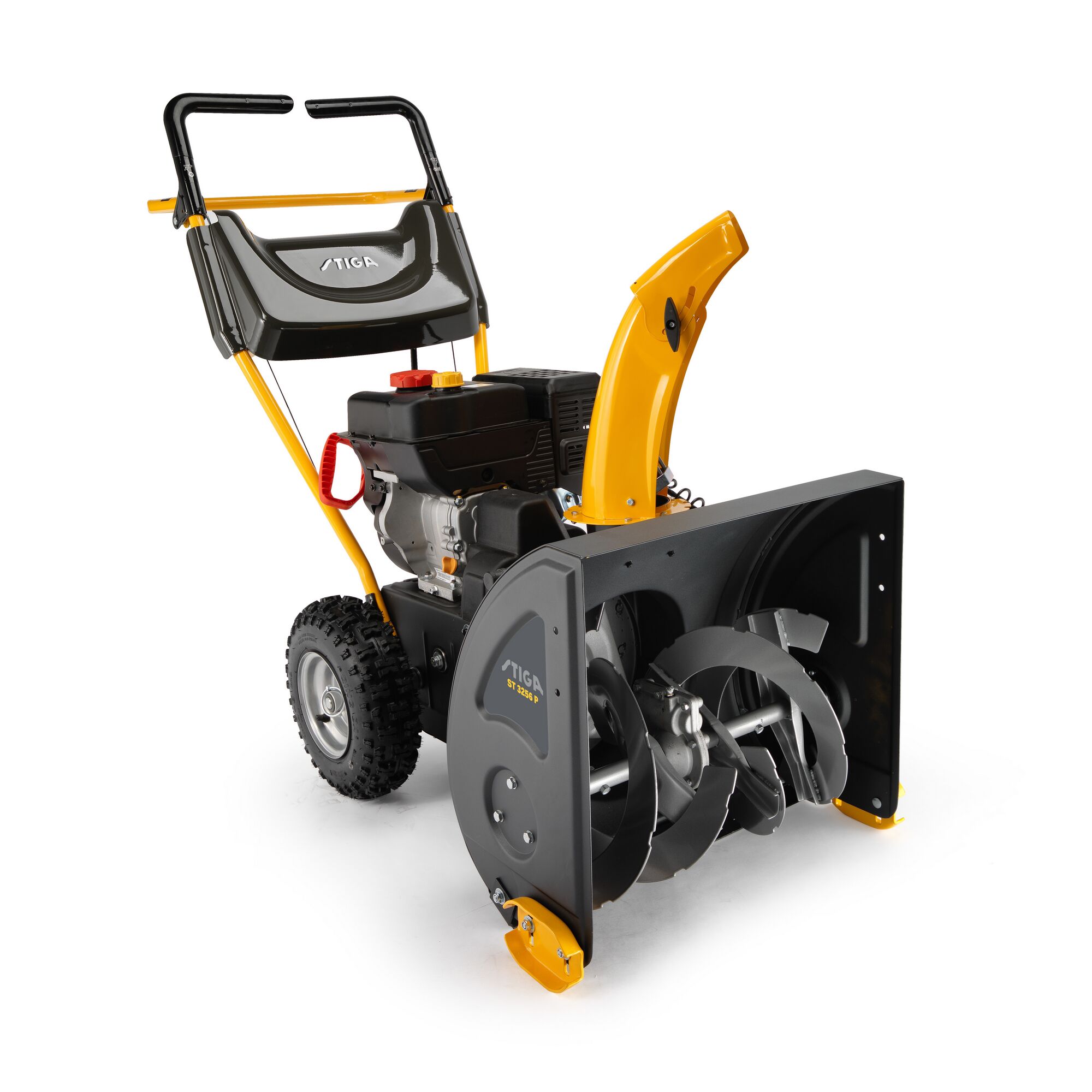 Gelbe und schwarze Schneefräse mit Fräse