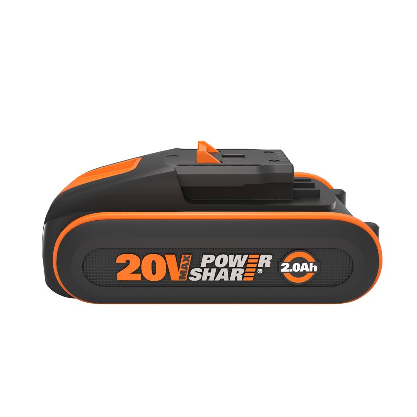 Akku mit der Beschriftung "20V MAX POWER SHARE 2.0Ah"