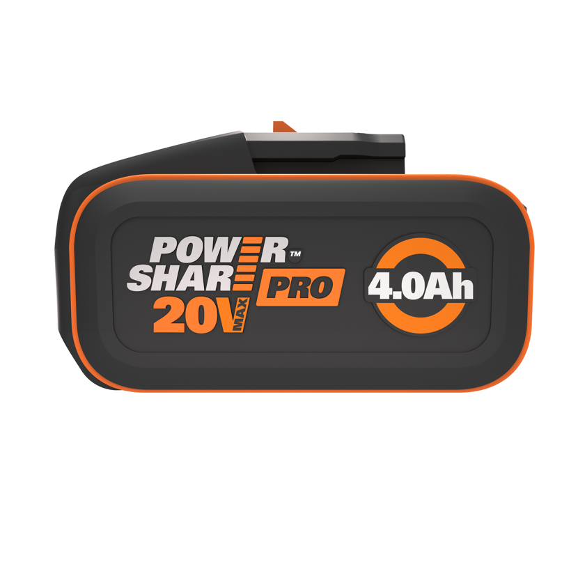 Akku mit der Beschriftung POWER SHARE 20V PRO 4.0Ah
