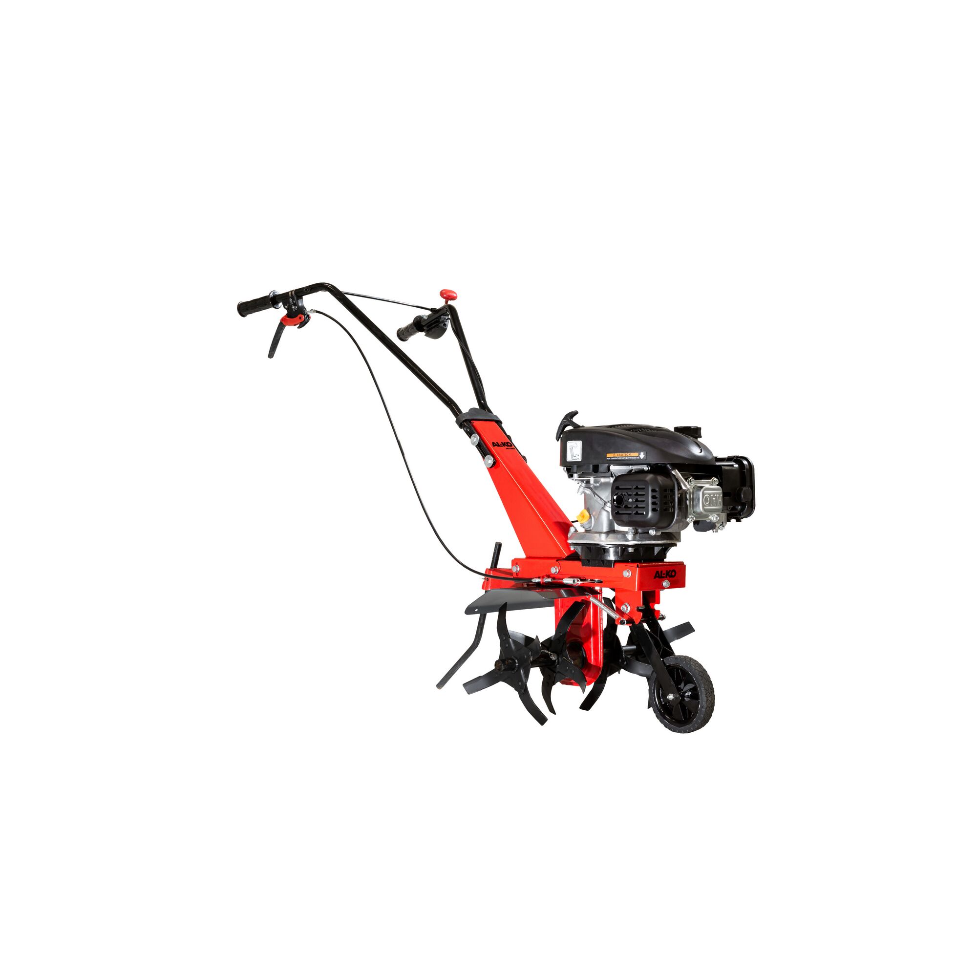 Rote Motorhacke mit Fräse