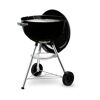 Schwarzer Weber Holzkohlegrill mit offenem Deckel