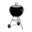 Schwarzer Weber Kugelgrill mit Untergestell und Rollen.