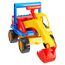 Bunter Spielzeugbagger mit Fahrerfigur