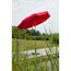 Roter Sonnenschirm Locarno auf Holzsteg