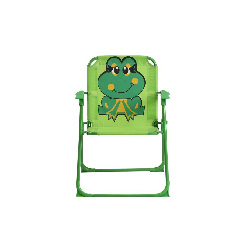 Grüner Kinder-Klappstuhl mit Froschmotiv.