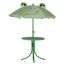 Grünes Kinder-Gartentisch-Set mit Frosch-Sonnenschirm