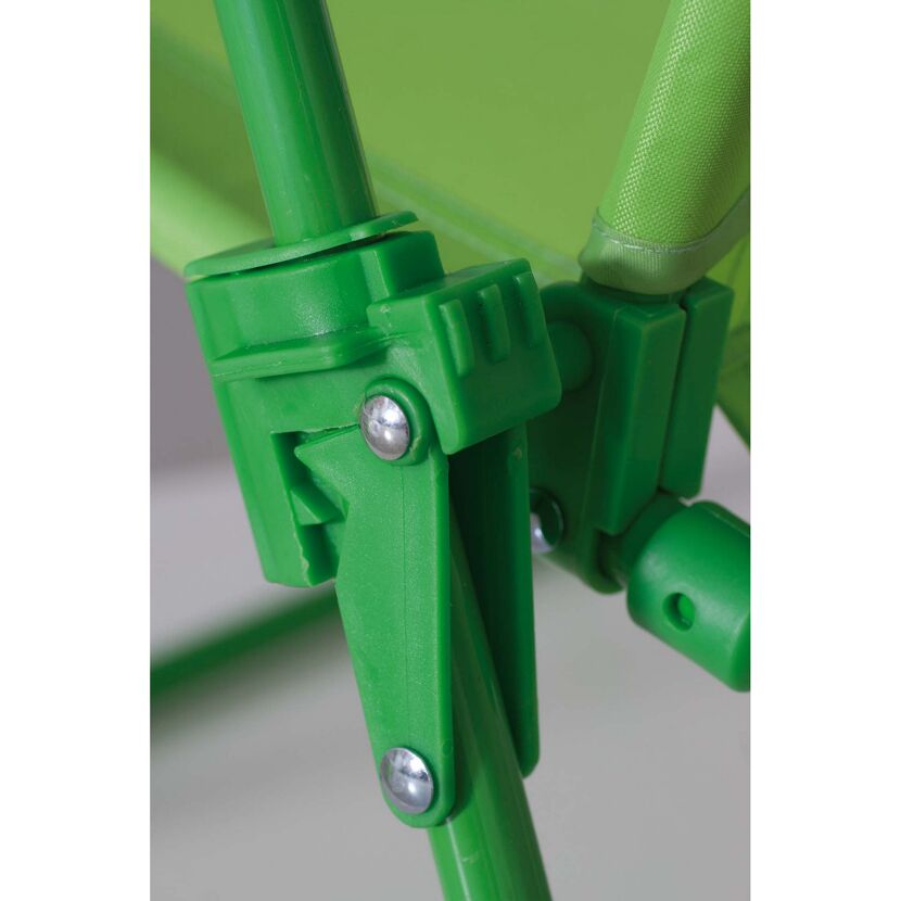Grüner Kinderstuhl, Detailansicht der Gelenke.
