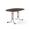 Brauner, ovaler Gartentisch mit Metallgestell
