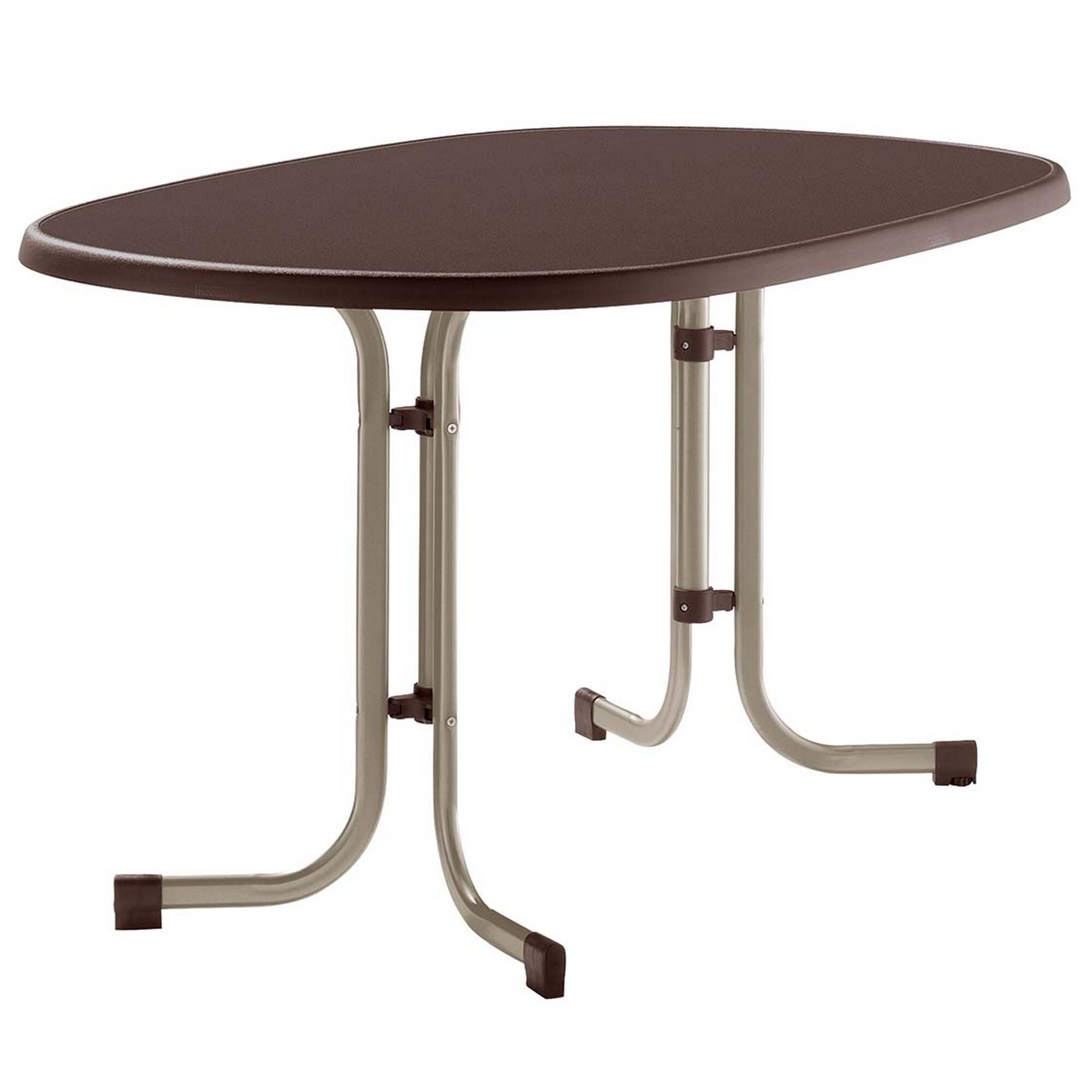 Brauner Sieger Gartentisch mit champagnerfarbenem Gestell