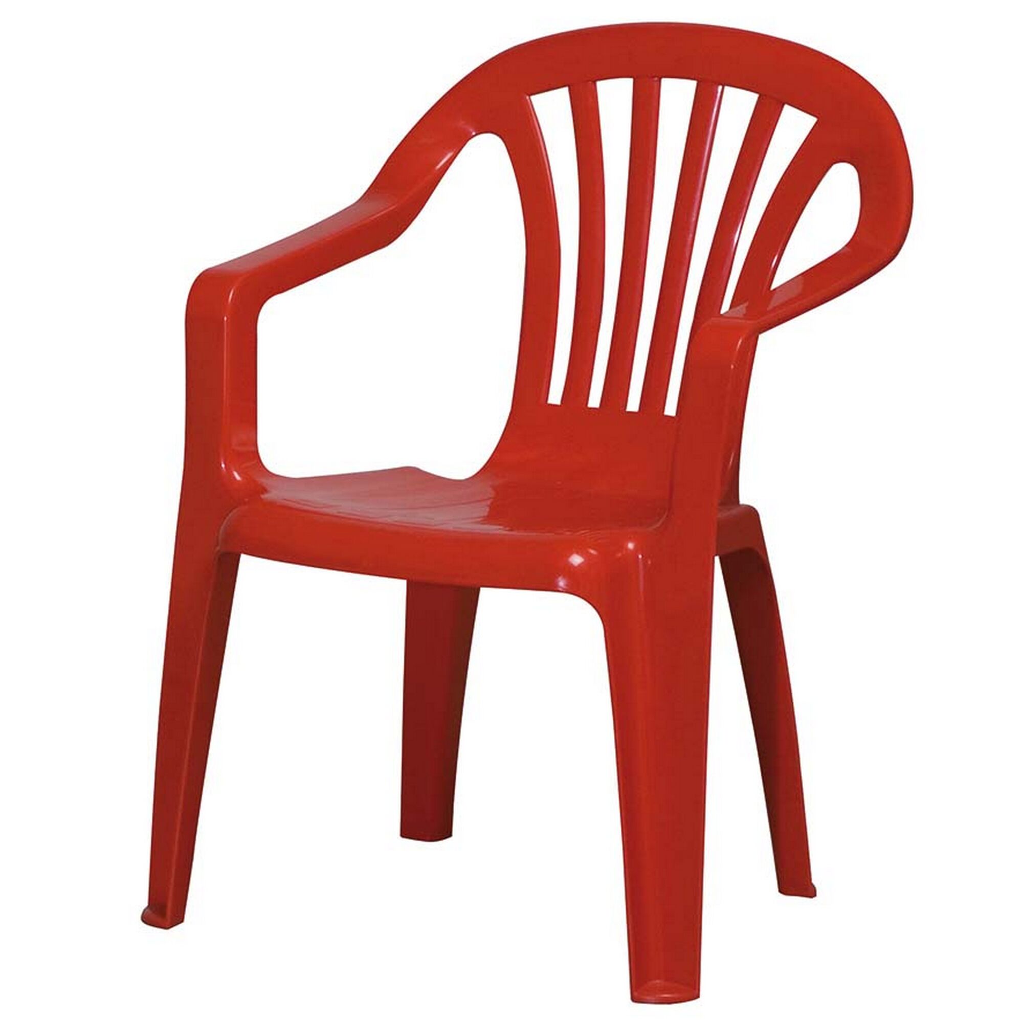 Roter Kinderstuhl aus Kunststoff
