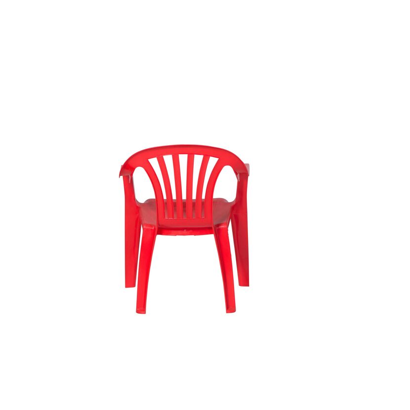 Roter Kinderstuhl von hinten