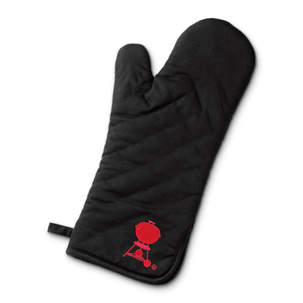 Schwarzer Grillhandschuh mit rotem Weber-Logo