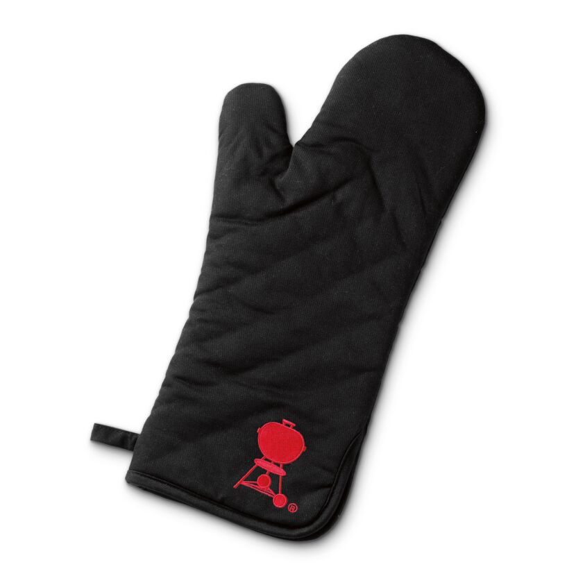Schwarzer Grillhandschuh mit rotem Weber-Logo