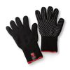 Schwarze Grillhandschuhe mit grau melierten Streifen