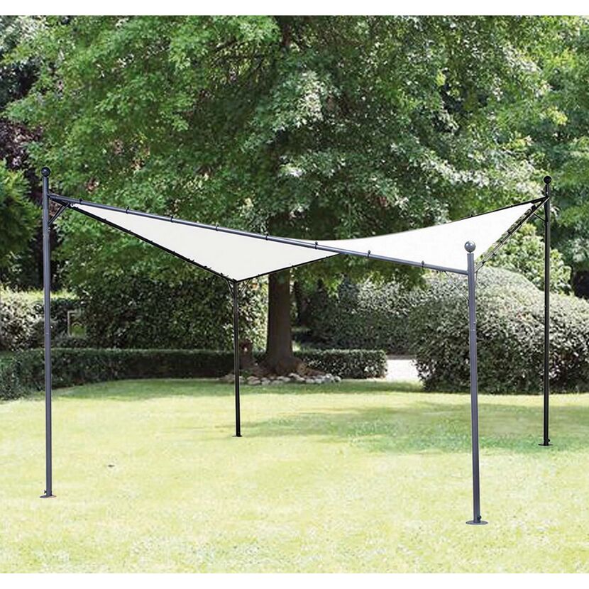 Pavillon Berlino 4 x 4 Meter, grau, mit weißem Stoffdach
