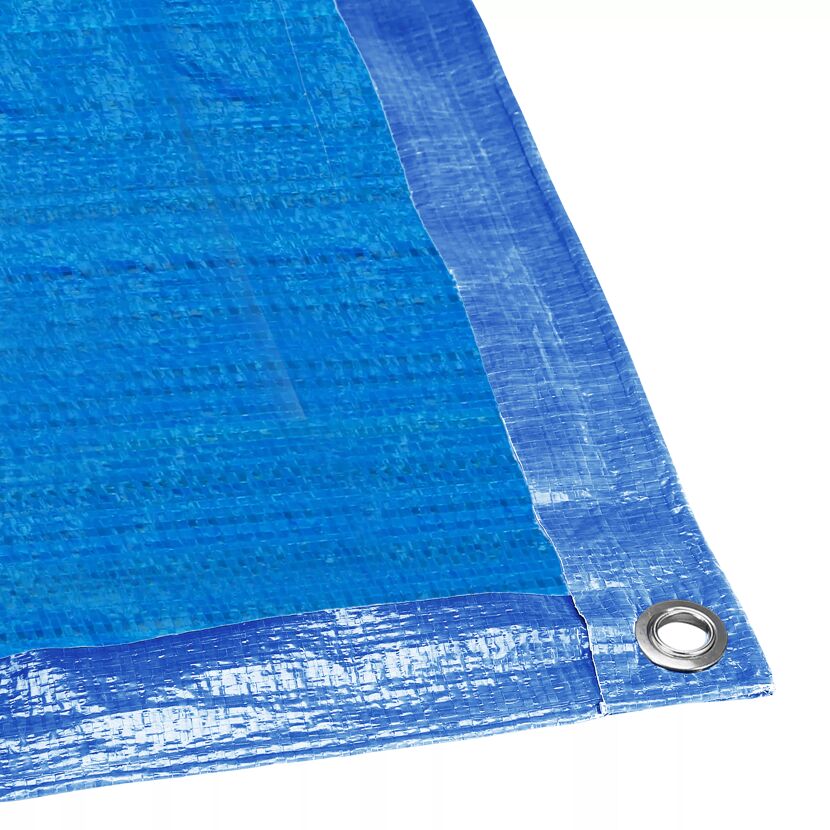 Blaue Abdeckplane mit Öse