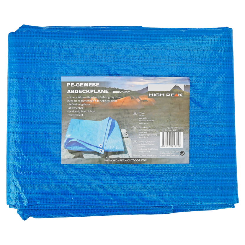 Blaue Abdeckplane High Peak 300 x 250 cm
