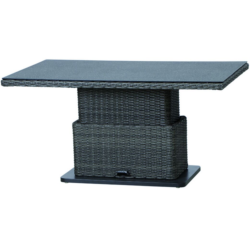 Grauer Gartentisch Porto Lift mit Glasplatte