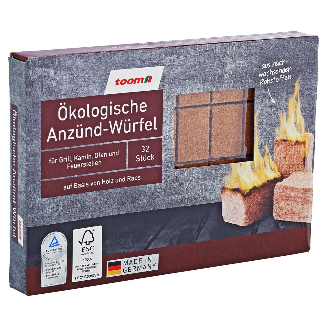 toom Ökologische Anzünd-Würfel auf Basis von Holz und Raps