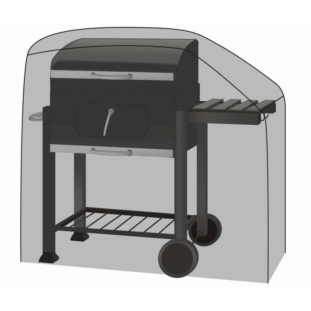 Schwarzer Grill mit Abdeckhülle