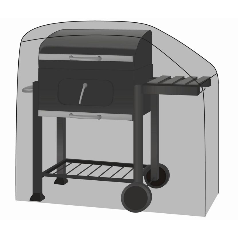 Schwarzer Grill mit Abdeckhülle